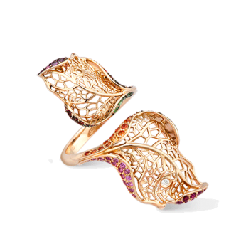 КОЛЬЦО HOJA ДВОЙНОЕ ПАВЕ